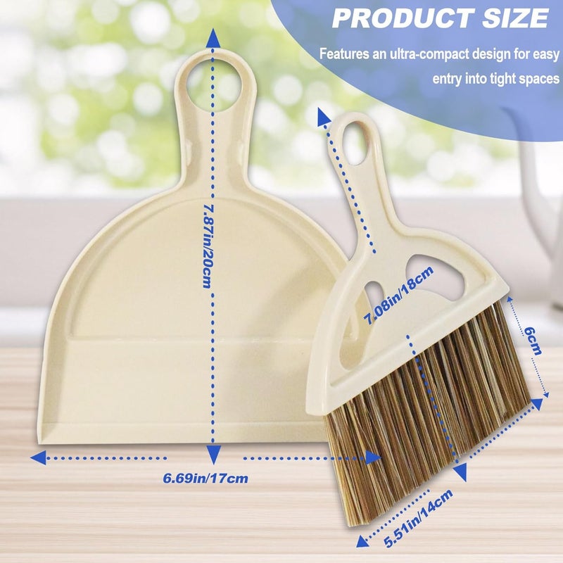 BSMstone Mini Broom and Dustpan Set Hand Broom with Dustpan Portable Housekeeping Cleaning Tools for Desk,Counter,Sofa,Kitchen,Office,Nest (Off White) - Image 5